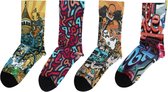 Colorcool Urban Heren Sokken | Kleurrijke Graffiti Sokken Set | Kleurrijk Unieke Sokken | 4 Paar | 41 - 46 | Premium Bamboe Sokken | Normale boord - Naadloos - Geen Padding