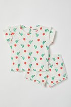 Woody - Meisjes Pyjama - wit met hartjes krokodil print - 12m