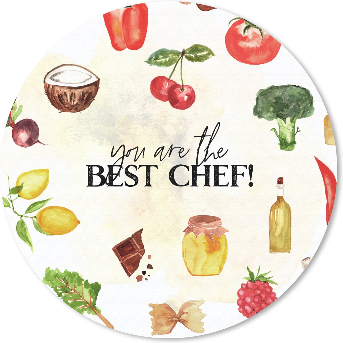 Muismat rond 30x30 cm - Mousepad Tekst - You are the best chef - Koken - Eten - Kok - Keuken - Hobby - Spreuken - Ronde muismatten