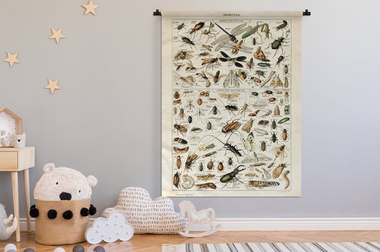 Tenture murale - Tissu mural - Insectes - Animaux - Design - 120x160 cm - Tapisserie