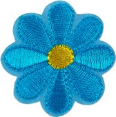 Kleine Madeliefje Strijk Embleem Patch Blauw 4 x 4 cm Blauw