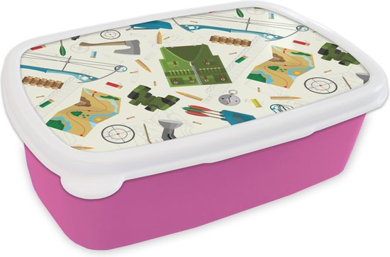 Lunch box Rose - Lunch box - Boîte à pain - Noeud - Billes - Motifs - 18x12x6 cm - Enfants - Fille