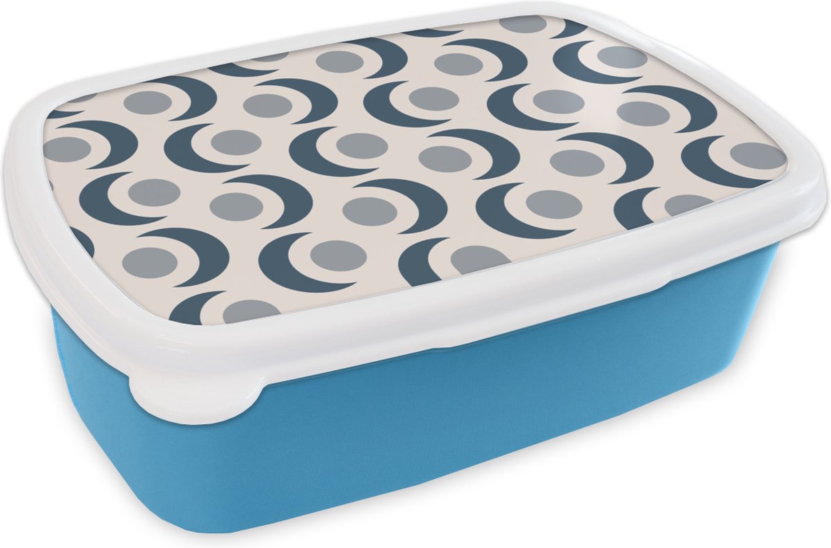 Broodtrommel Blauw - Lunchbox - Brooddoos - Maan - Design - Cirkel - 18x12x6 cm - Kinderen - Jongen