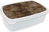 Broodtrommel Wit - Lunchbox Luipaard - Patronen - Dieren - Brooddoos 18x12x6 cm - Brood lunch box - Broodtrommels voor kinderen en volwassenen