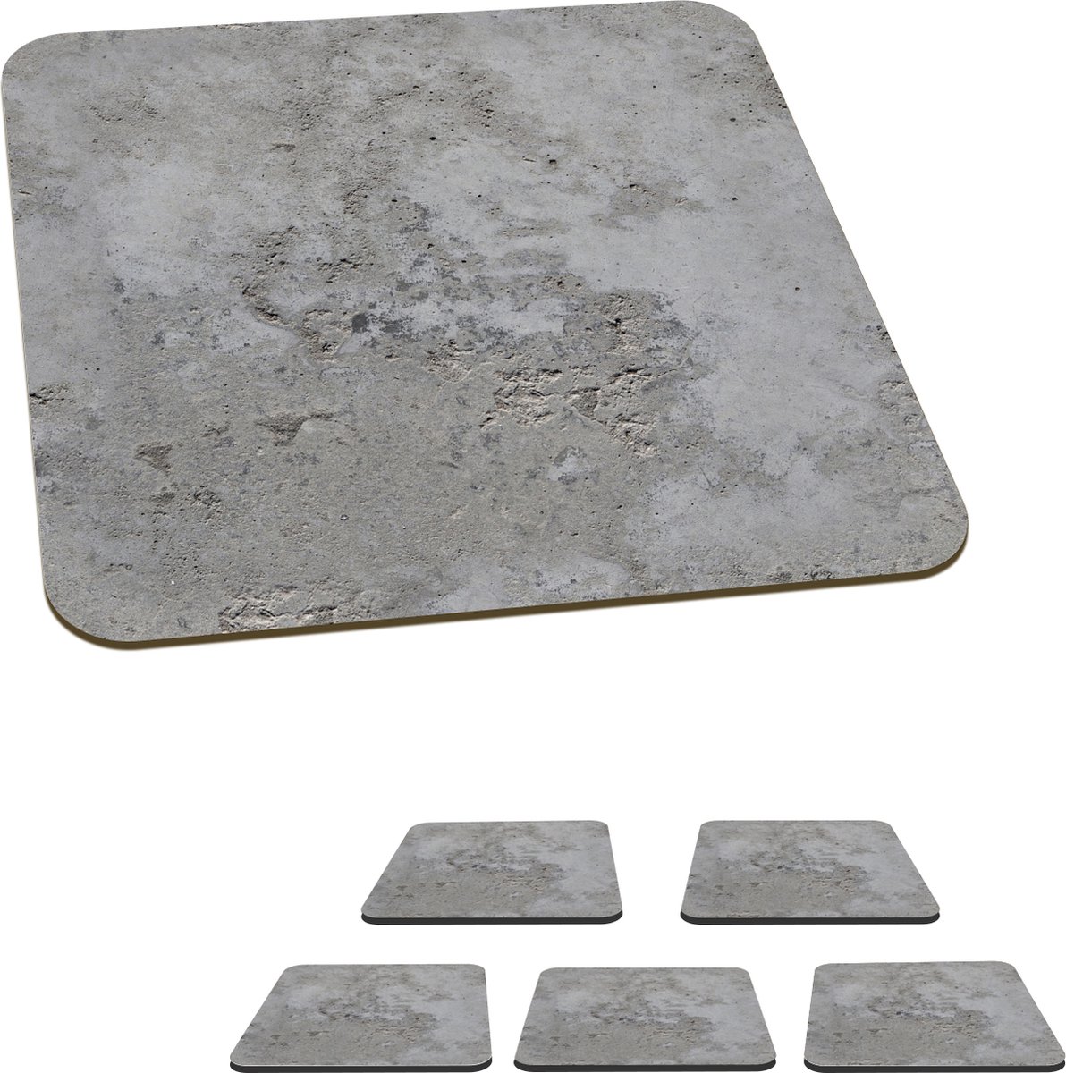 Onderzetters voor glazen - Patroon - Grijs - Oud - Beton - 10x10 cm - Glasonderzetters - 6 stuks