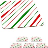 Onderzetters voor glazen - Patronen - Kerst - Strepen - 10x10 cm - Glasonderzetters - 6 stuks