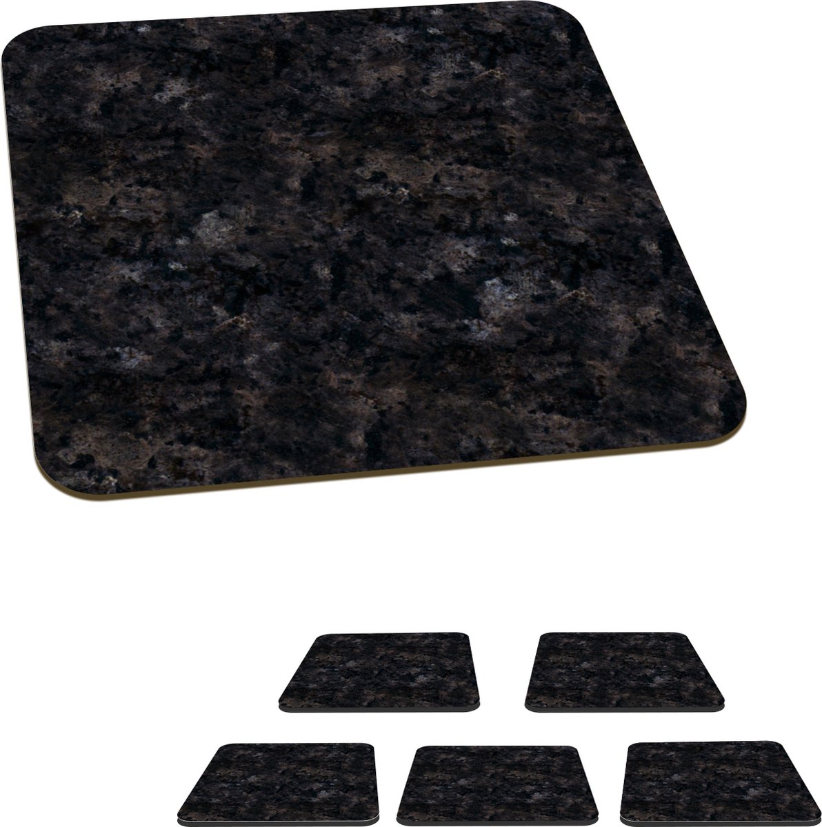 Onderzetters voor glazen - Marmer - Graniet - Design - 10x10 cm - Glasonderzetters - 6 stuks