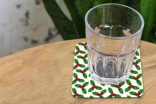 Sous-verres pour verres - Motifs - Noël - Gui - 10x10 cm - Sous-verres en verre - 6 pièces