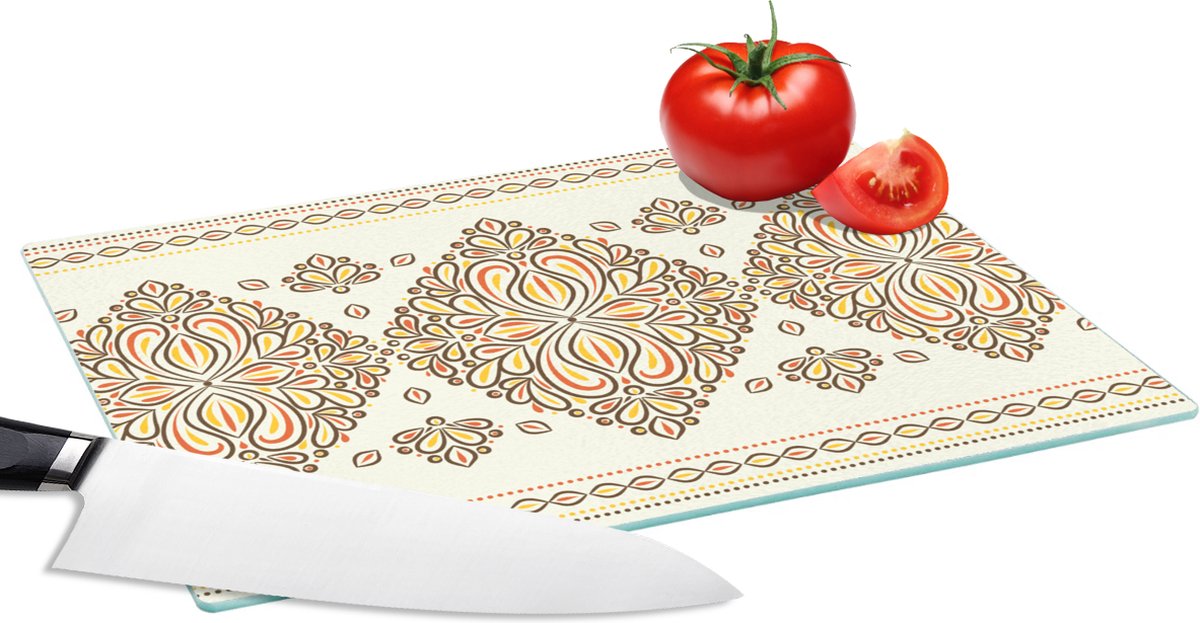 Glazen Snijplank - 28x20 - Boho - Goud - Design - Luxe - Snijplanken Glas