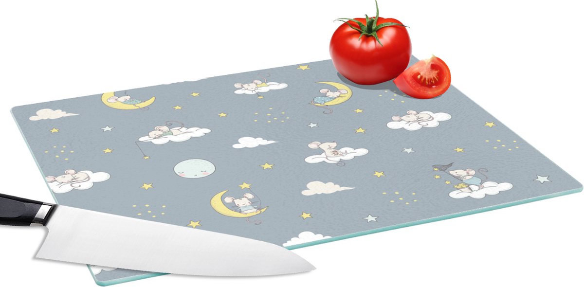 Glazen Snijplank - 39x28 - Muis - Maan - Patronen - Snijplanken Glas