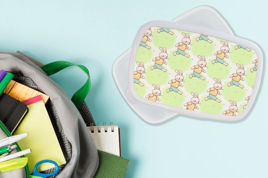 Lunch box Wit - Lunch box - Boîte à pain - Lapin - Motifs - Enfants - Dessin animé - 18x12x6 cm - Adultes