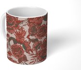 Mok - Roos - Patroon - Bloemen - Mokken - 350 ML - Beker - Uitdeelcadeautjes