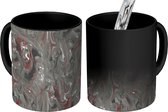 Magische Mok - Foto op Warmte Mokken - Marmer print - Zwart - Verf - Design - Magic Mok - Beker - 350 ML - Uitdeelcadeautjes