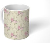 Mok - Patronen - Roos - Bloemen - Geel - Mokken - 350 ML - Beker - Uitdeelcadeautjes