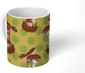 Mok - Koffiemok - Paddenstoel - Grunge - Patronen - Mokken - 350 ML - Beker - Koffiemokken - Theemok