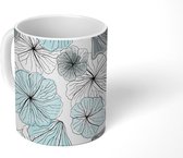 Mok - Koffiemok - Bloemen - Patronen - Blauw - Mokken - 350 ML - Beker - Koffiemokken - Theemok