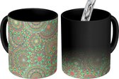 Magische Mok - Foto op Warmte Mokken - Koffiemok - Patroon - Mandala - Neon - Groen - Magic Mok - Beker - 350 ML - Theemok