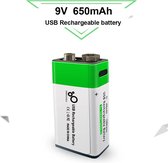 Piles rechargeables Type 9 Volt 650 mAh avec câble de charge USB Type-C - Choix durable - Pile au lithium 9v - 2 pièces