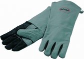 barbecuehandschoenen 41,5 cm leer zwart/grijs one-size