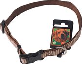 Boon Dog fashion nylon halsband verstelbaar 20 mm x 45-60 cm, ruit bruin.