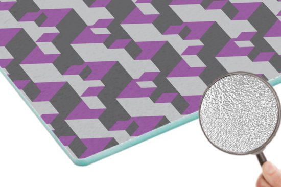 Planche à découper en Verres - 39x28 - Blocs - Motifs - 3D - Violet - Planches à découper en Glas