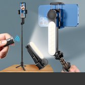 PiProducts Gimbal - Mobiele Telefoon Stabilisator - Inclusief statief - Selfielicht - Inclusief draadloze microfoon - Selfiestok - Zwart