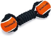 Beeztees Flossytoy met Tennisbal Jef – Flostouw – Zwart – 22x7x6,3 cm