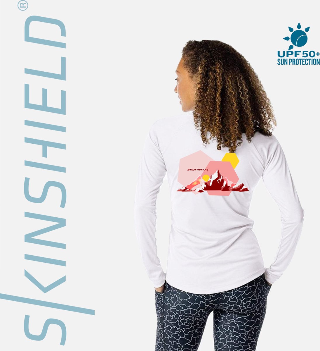 Skinshield - Seize The Ray - UPF 50+ UV-zonbeschermend sport shirt dames - lange mouw - wit - S