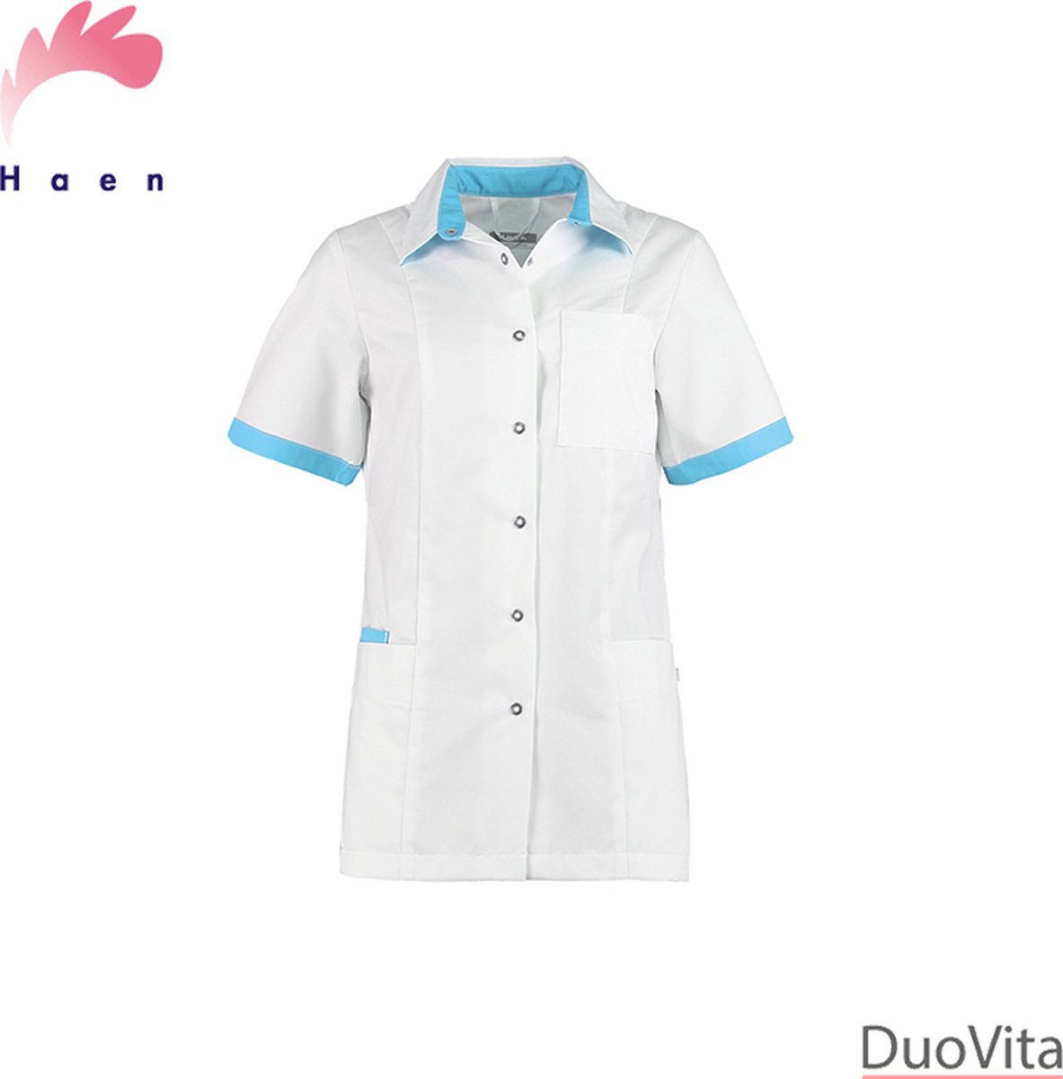 Haen / Ballyclare Dames Zorgjas Fijke- Wit / Turquoise - Maat M