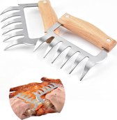 Doodadeals® | Pince à viande pour BBQ en acier inoxydable avec fonction ouvre-bouteille et couteau à découper. | 2 pièces | Griffe de viande BBQ pro