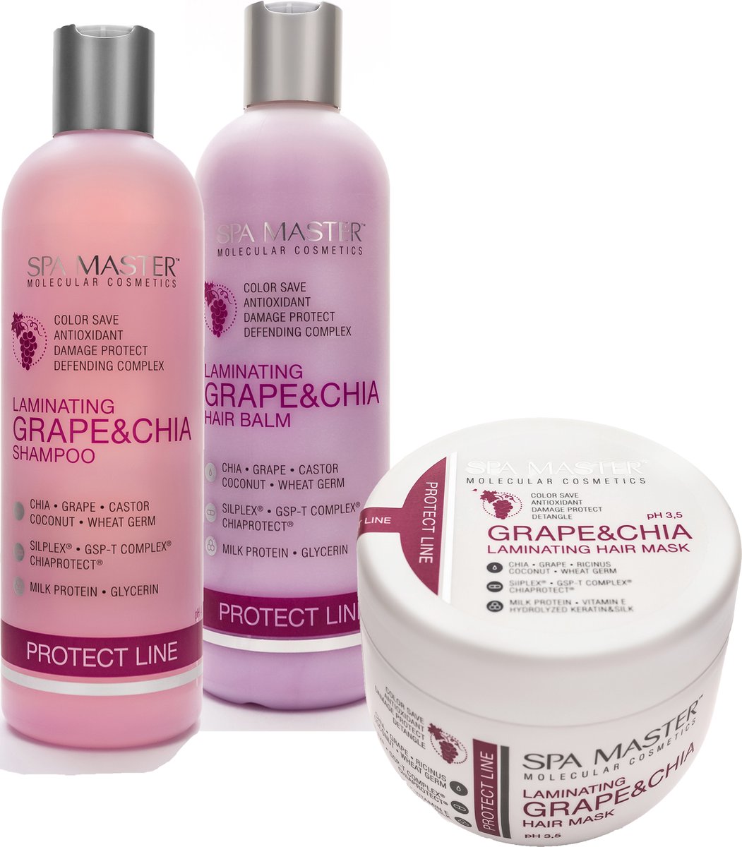 Spa Master Color Protect Set - Sulfaatvrije Shampoo + Conditioner + Haarmasker - Set voor Gekleurd Haar Beschermt Haarkleuring