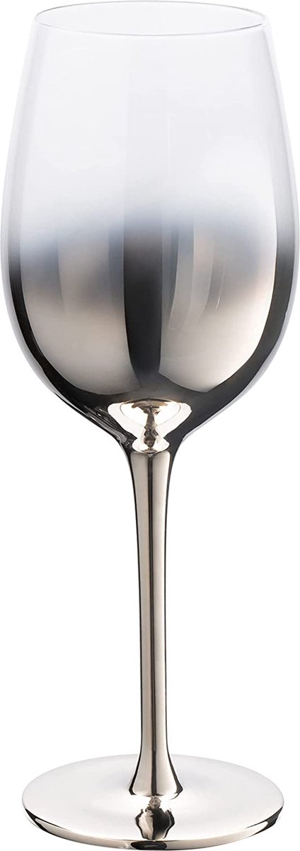 Vikko Décor Handgeblazen Wijnglas - Ombre Zilver - Set van 6