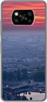 Geschikt voor Xiaomi Poco X3 Pro hoesje - Rotterdam - Zonsondergang - Roze - Siliconen Telefoonhoesje