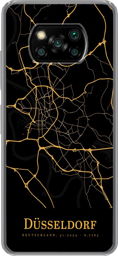 Xiaomi Poco X3 Pro hoesje Düsseldorf Kaart Goud Siliconen