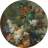 Behangcirkel Stilleven Met Mooie Bloemen | ⌀ 50 cm | Zelfklevend | Wanddecoratie | Ronde Muursticker | Muurcirkel Binnen
