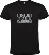 Zwart T shirt met print van " BORN TO BE WILD " print Zilver size XXL