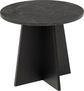Axita salontafel hoektafel diameter 50 cm zwart marmerprint, zwart.