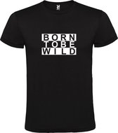 Zwart T shirt met print van " BORN TO BE WILD " print Wit size XXXXL