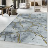 Design vloerkleed met laagpolig Woonkamer vloerkleed Patroon Marmer patroon Goudkleurig