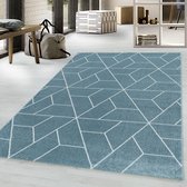 Woonkamertapijt Laagpolig vloerkleed, geometrische lijnen model Zachtpolig Blauw