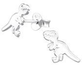 Joy|S - Zilveren dinosaurus oorbellen - 7 x 9 mm - dino oorknoppen