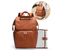 Product: JeRie Luiertas rugzak â€“ Verschoonmatje â€“ Verzorgingstas â€“ Luiertassen â€“ Met kinderwagen haken - Bruin, van het merk 