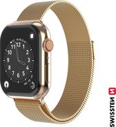 Swissten horlogeband geschikt voor Apple Watch - 42-44 mm - Mesh - Goud