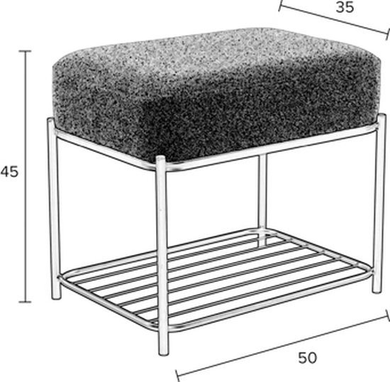 Tabouret Feliz Style de vie Milou - Carré - Grijs