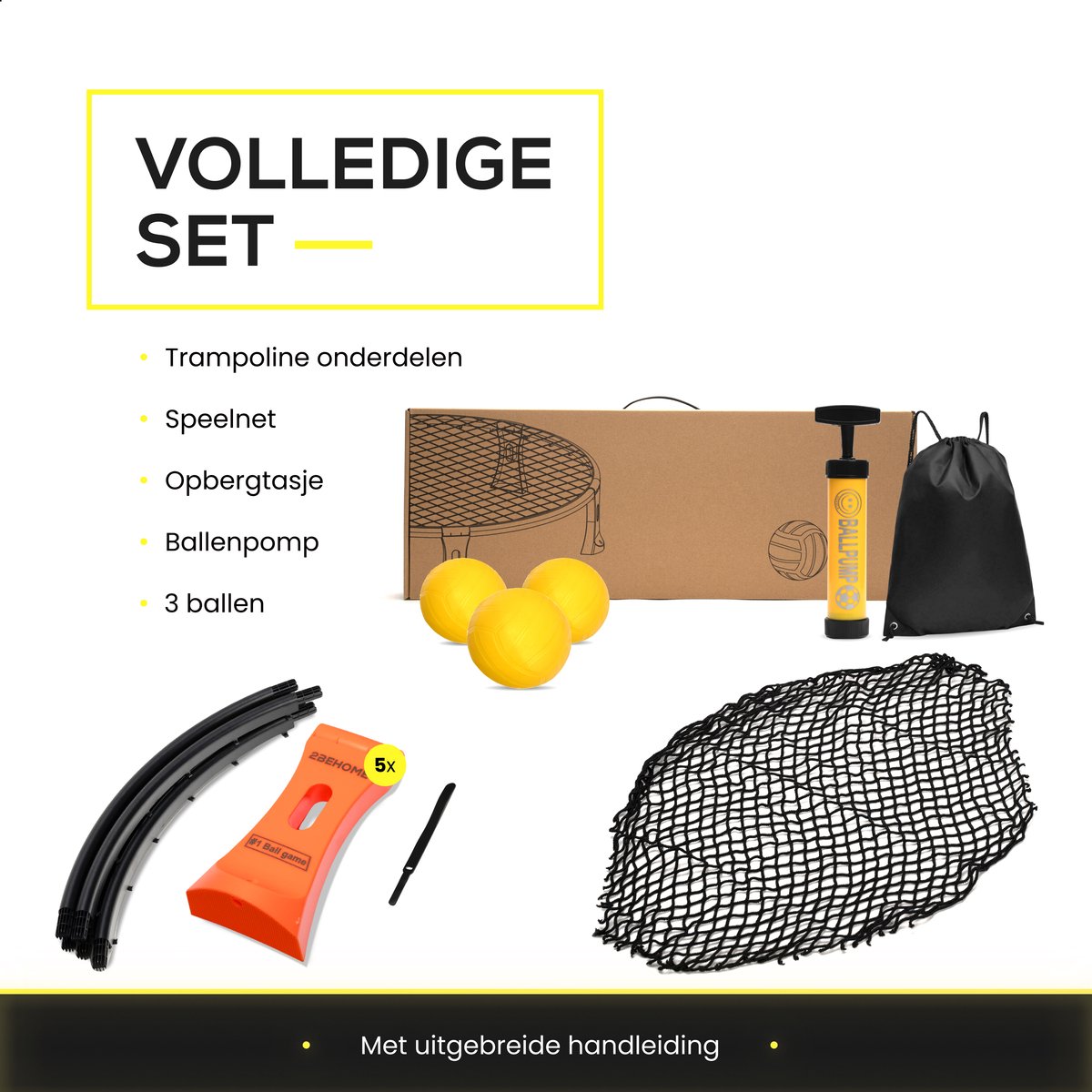 Jeu De 3 Balles Spike Funesla - Set Complet Avec Filet Et Pompe Pour Plage Et Jardin