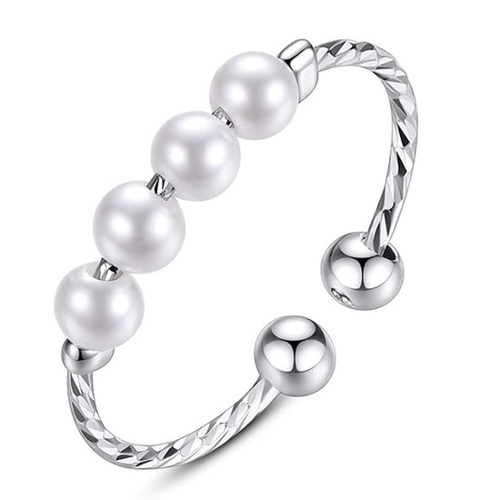 FOCALOOK Damesring van boze oog van 925 zilver, draaibare anti-stress-ring, personaliseerbaar, maat 49/52/54/57/59/62/64/67, Sterling zilver, Geen edelsteen