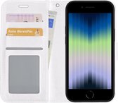 Hoes voor iPhone SE 2022 Hoes Bookcase Wit - Flipcase Wit - Hoes voor iPhone SE 2022 Book Cover - Hoes voor iPhone SE 2022 Hoesje Wit
