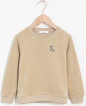 Sissy-Boy - Beige badstof sweater met bloemetje