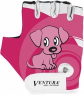 fietshandschoenen hond polyester roze/wit maat XS