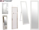 Staande spiegel - LUXE UITGAVEN - 2 in 1 - Staand en ophangbaar - WHITE EDITION - VEEL MOGELIJKHEDEN - Deurspiegel - Spiegel - Ophang spiegel - Wandspiegel - Gemakkelijk op te hangen - Passpi